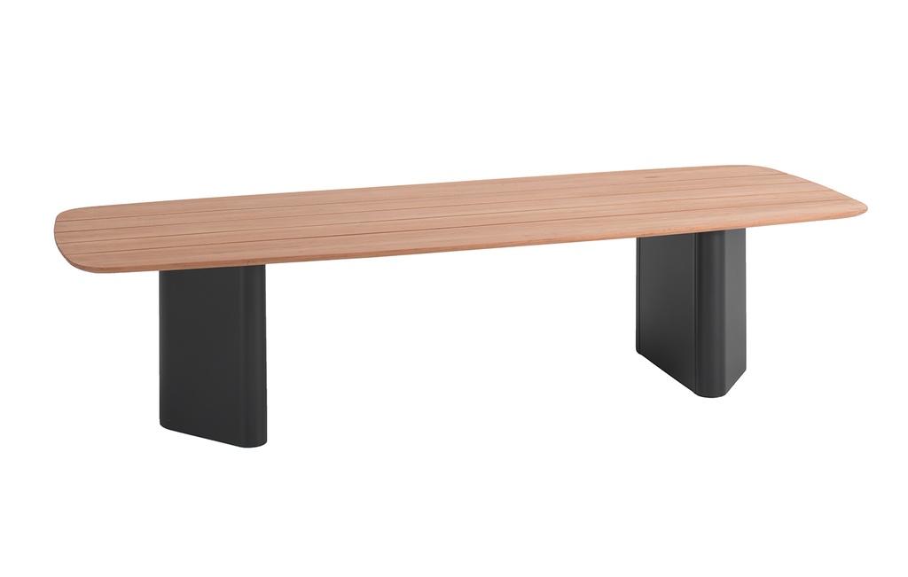 [98120] Rossi dining table 320x120 alu charc leg teak top