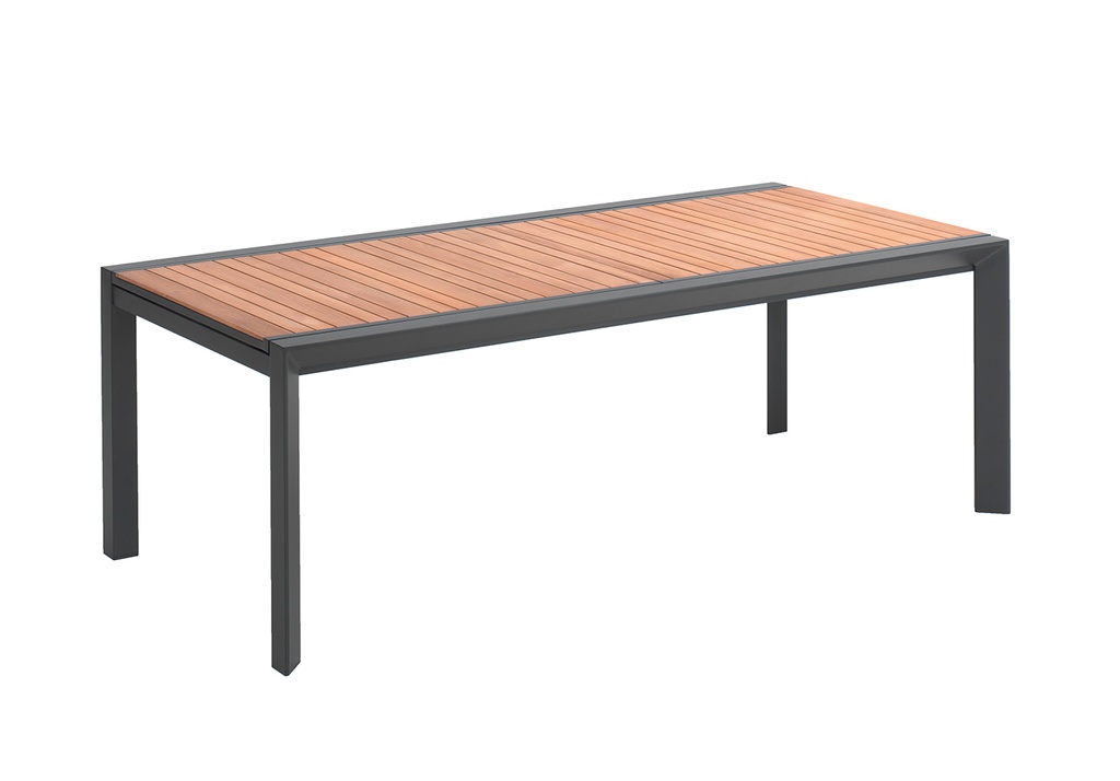 Porto table 220/340 x 100 alu charcoal teak top