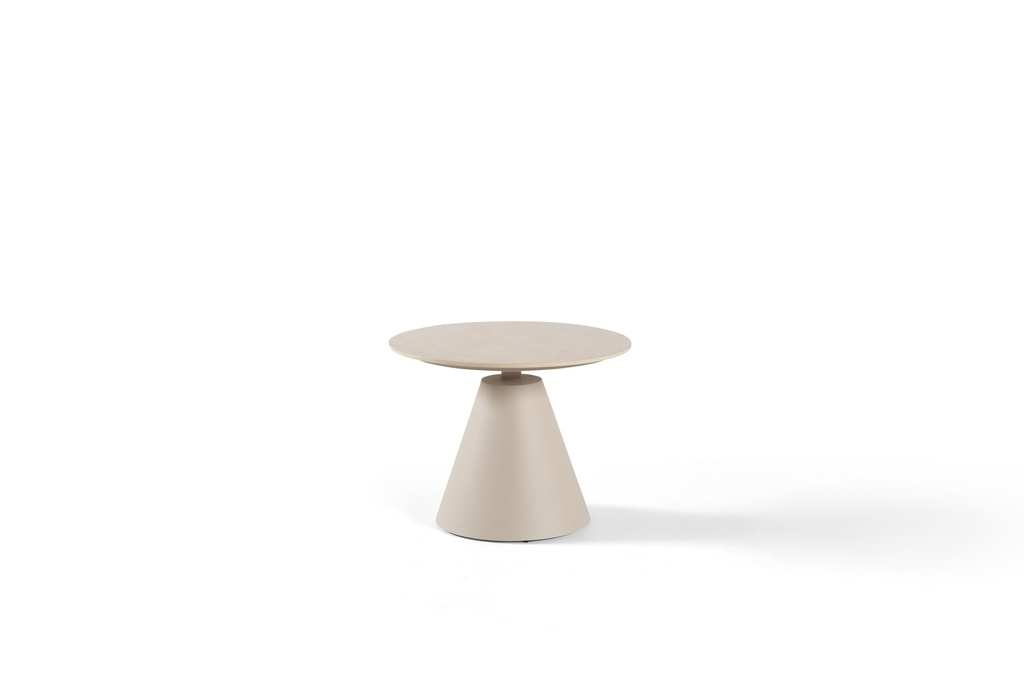 [98210] Amora coffee table 60cm alu linnen ceramic top