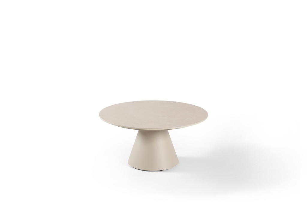 [98211] Amora coffee table 80cm alu linnen ceramic top