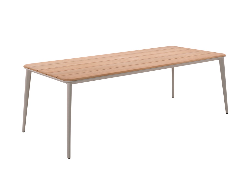 [98220] Jack dining table 240x100 alu linnen teak top