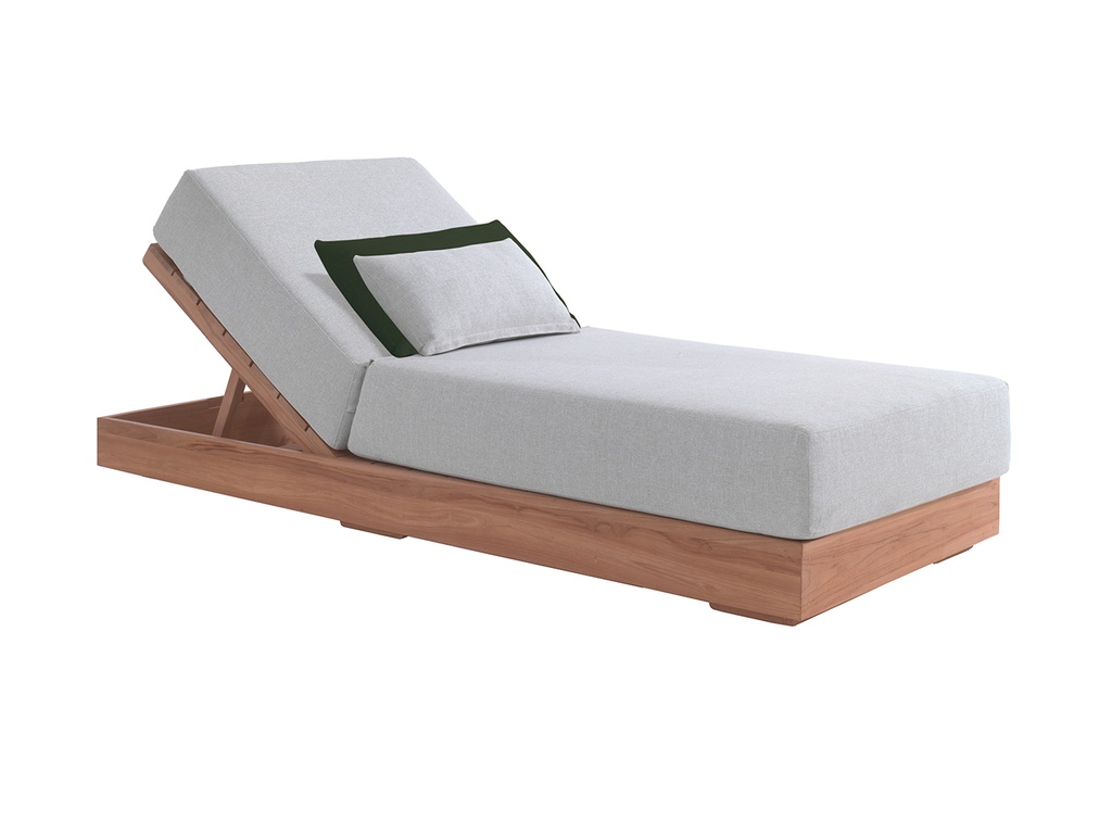 [97436] Kos sunlounger teak + cushion and pillows sunproof
