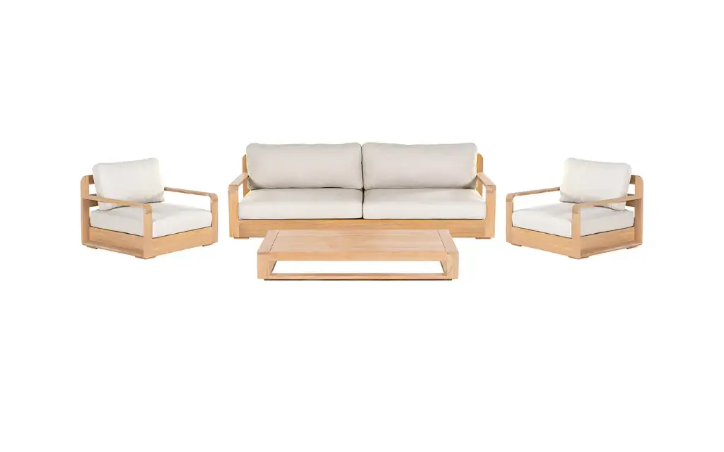 [97443] Como lounge set teak + cushions ecru