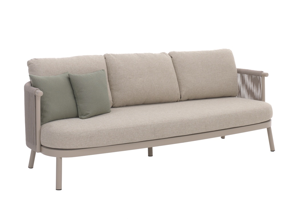 Mendoza 3-seat alu sand rope beige + cush