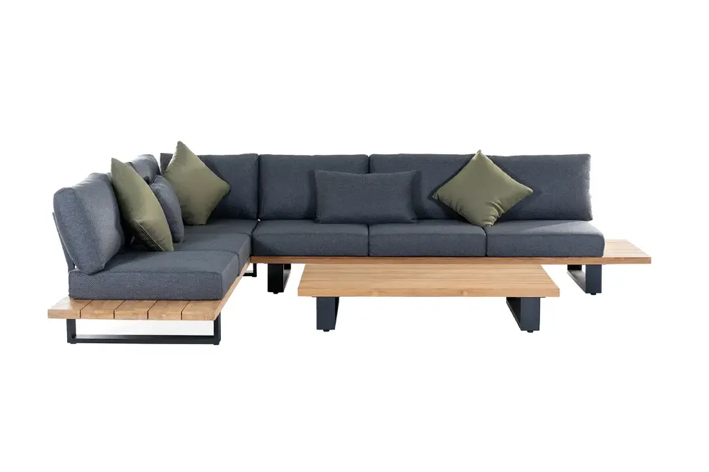 Valdez lounge set alu charcoal teak