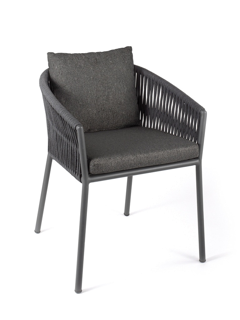 [97620] Gabon dining chair alu charcoal rope dark grey + c