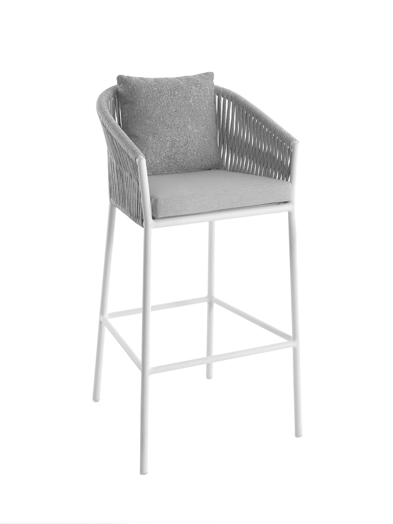 Gabon bar chair alu white rope light grey + c