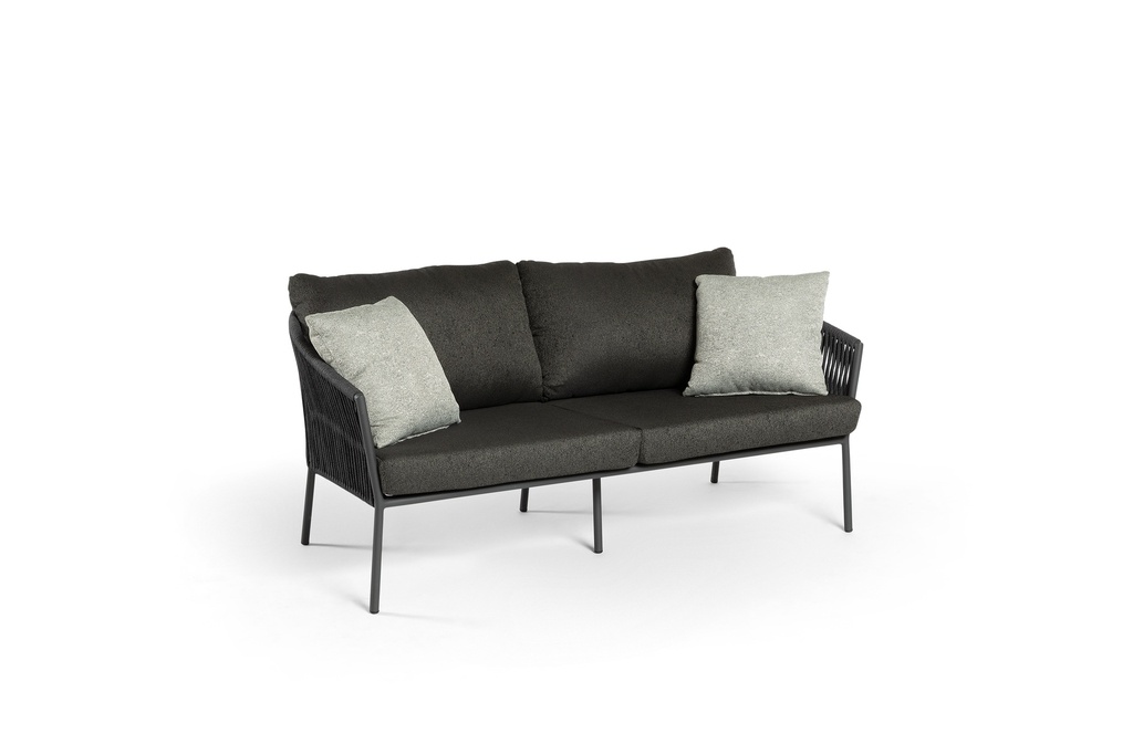 [97626] Gabon 2.5 seat alu charcoal rope dark grey + cush