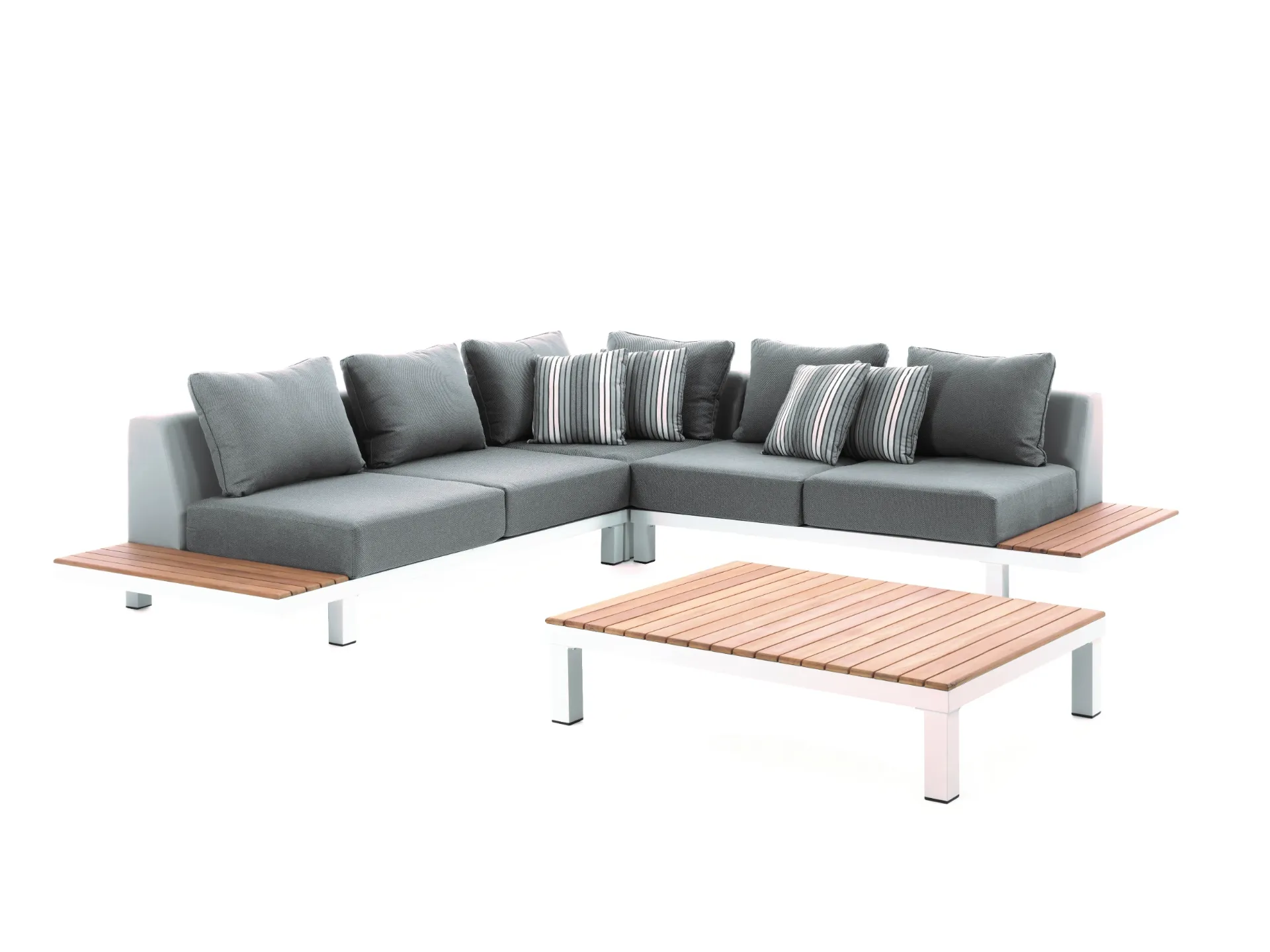 [97659] Hawai lounge set alu white text grey light + cush