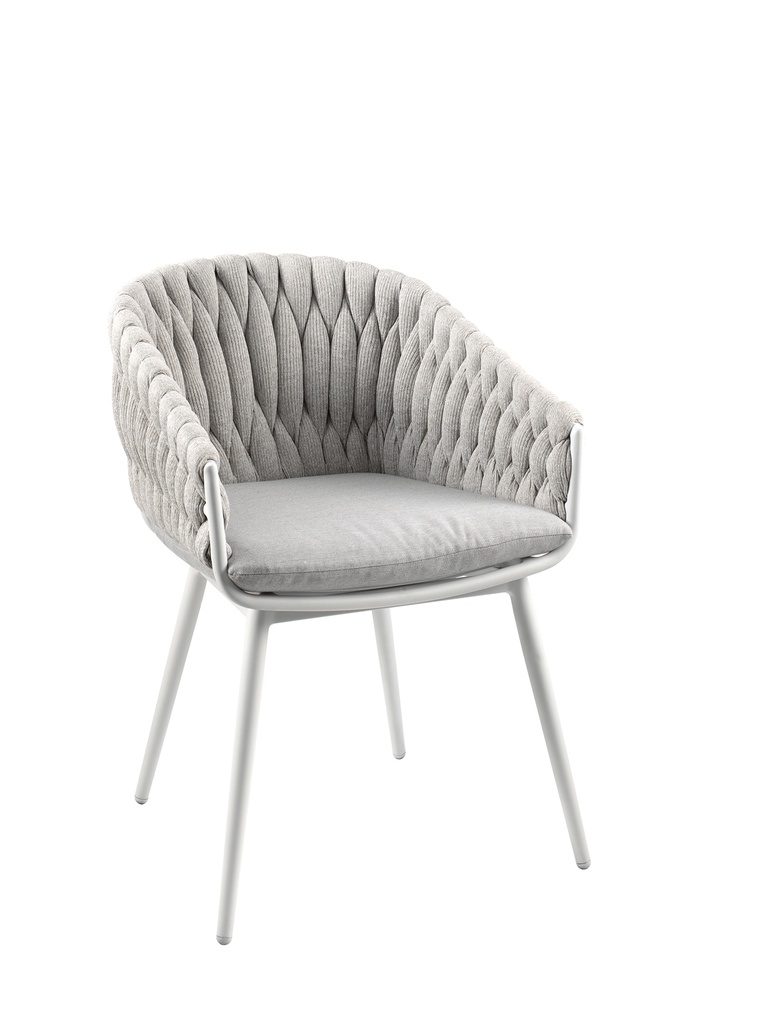 [97771] Vigo dining  chair alu white sock sunbrella grey
