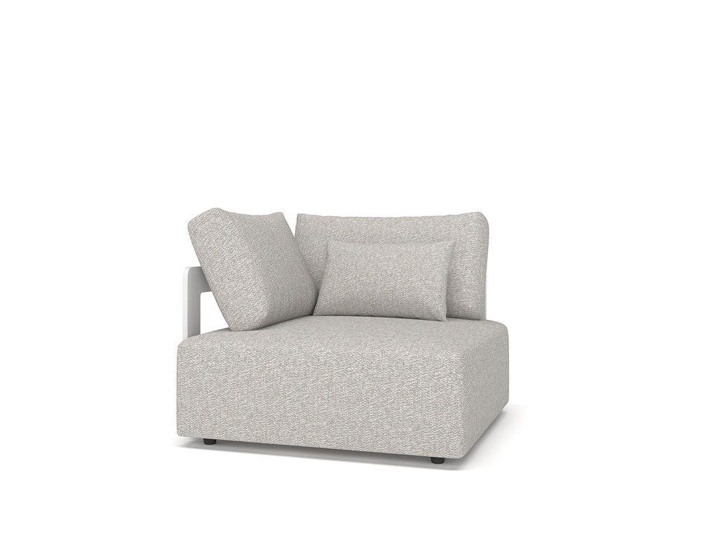Rafa corner element alu white + fabric bruma niebl