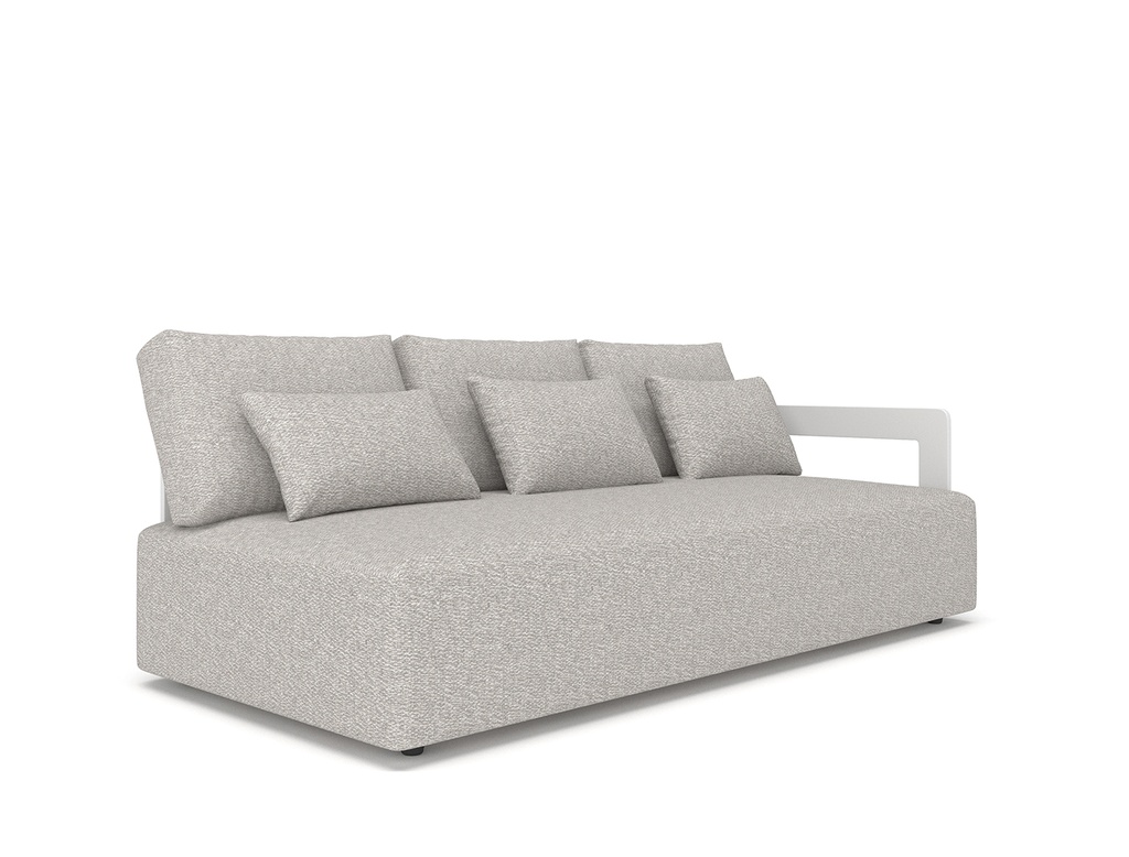 Rafa 3-seat left corner lounge alu white + fabric