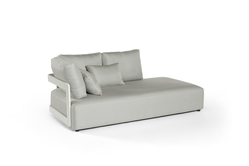 Rafa longchair left arm alu white + fabric bruma n