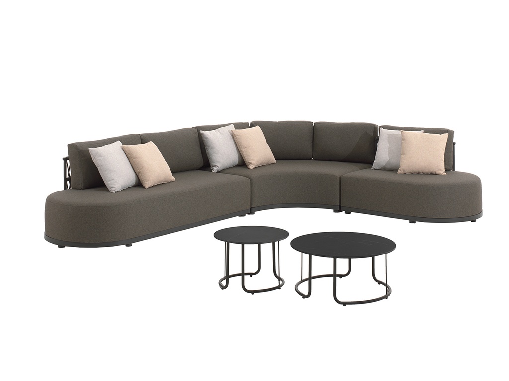 Lagos lounge set alu charcoal + rope/cush+cof tabl