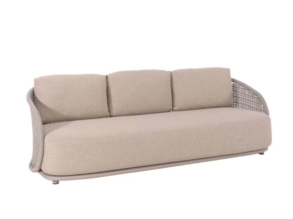 Amora 3-seat alu linnen rope grey light +cush sunp
