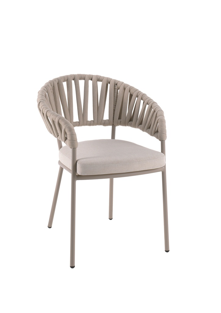 [98216] Imola dining chair alu linnen sock + cush sunproof taupe